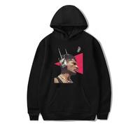 WEISSYO Hombre Sudaderas Unisex Casual Pullover Streetwear Moda Retro Sudadera Hombres Y Mujeres Cosplay Cantante Jon Batiste De Dos Caras Impresión Manga Larga-Black||x_s