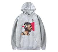 WEISSYO Hombre Sudaderas Unisex Casual Pullover Streetwear Moda Retro Sudadera Hombres Y Mujeres Cosplay Cantante Jon Batiste De Dos Caras Impresión Manga Larga-Grey||3X_l