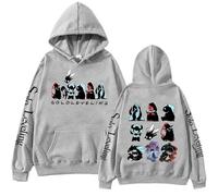 WEISSYO Sudaderas para Mujeres Hoodie De Otoño E Invierno Sudadera con Capucha Y Bolsillo con Cordón Patrón Hombres Y Mujeres Cosplay Anime Solo Leveling De Dos Caras Impresión Manga Larga-Grey||4X_l
