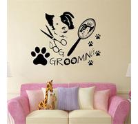 WEITAOSM Adhesivo de pared para peluquería canina, diseño de dibujos animados, vinilo, para decoración de habitación de tienda de peluquería canina