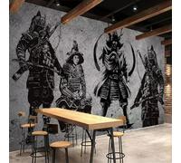 WEITAOSM Mural de arte samurái japonés tridimensional con pintura creativa retro 3D, ideal para restaurantes, cafeterías y cafeterías (PVC autoadhesivo).