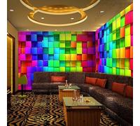 WEITAOSM Papel tapiz con patrón de bloques geométricos estéreo 3D colorido, ideal para sala de música, karaoke, sala de estar, mural de arte de pared (PVC autoadhesivo)
