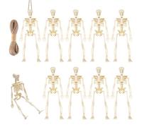 WEITAPYT 10 PCS Esqueleto Halloween Pequeño, Decoracion Halloween Esqueleto, con 5 M Cuerda de Cáñamo Mini Esqueletos Halloweens, Adecuado para Decoraciones de Fiestas de Halloweens