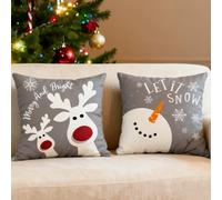 WEITAPYT 2 PCS Funda Cojin Navidad, Funda Almohada Navideños, Decoracion Navidad Hogar, Fundas Cojin 45 X 45 Navidads, Adornos Navideños Ideales para Dormitorios, Sofás Y Camas/C