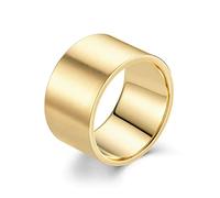 WEITING Anillo de acero de titanio grande de 12 mm para hombre, color dorado, plateado, acero inoxidable, joyería masculina, 7, color dorado