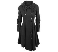 WEITING Botón de Cuello de Solapa asimétrica Chaqueta Elegante Calle Vintage-Negro, XXXL