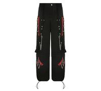WEITING Cargo Hippie Harajuku Punk Pantalones De Pierna Ancha Años 90 Low Rise Baggy Gothic KPOP Pantalones Coreanos Hip Hop Patchwork Pantalones Casuales Mujer-1-M
