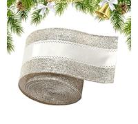 weiting Cintas de Navidad, 1.98 metros Correa de Cinta, Color Champán Cinta para Manualidades, para Envolver Regalos Navideños Decorar Árboles Hacer Lazos Coronas y Ramos de Flores
