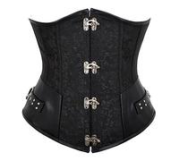 WEITING Cintura gótica Steampunk Cincher Underbust Corset Bustier Trainer Talla grande S-6XL-Black-M