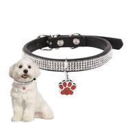 weiting Collar de Gato con Diamantes de imitación,Collar de Gato con Gemas - Collares para Mascotas Brillantes,Collar de Gatito con Etiqueta de Estampado de Pata, Collares Ajustables para Mascotas