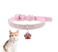 weiting Collar de gato con gemas,Collar de gato con diamantes de imitación brillantes - Collares para mascotas brillantes | Collar de gatito con etiqueta de estampado de pata, collares ajustables para