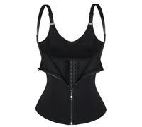 WEITING Correas Ajustables Cremallera Frontal y Ganchos Neopreno Acero Deshuesado Entrenador de Cintura Corsé Chaleco Fajas Talla XS-6XL-Negro-4XL