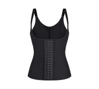 WEITING Correas de Hombro Ajustables Body Shaper 9 Espiral Acero Deshuesado Látex Cintura Entrenamiento Corsé Chaleco Fajas -Negro-S