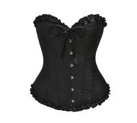 WEITING Corsé de Encaje Multicolor Sexy Busto Push-up Cintura corsé Control del Vientre Deshuesado Fajas-Negro-XL