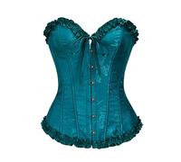 WEITING Corsé de Encaje Multicolor, Soporte Sexy para los Senos, corsé Push-up, Control de Barriga, Faja Moldeadora de Huesos - Azul Pavo Real - M