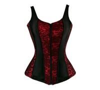 WEITING Corsé gótico con tirantes y cremallera, corsé floral vintage, lencería burlesca, moldeador de cuerpo sexy, corsés con cordones, bustiers, Top-2928red-L