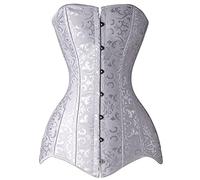 WEITING Corsés sexy para mujer, corsé gótico sobre el busto, corpiño largo, huesos de acero, adelgazante, talla grande, blanco, 4XL