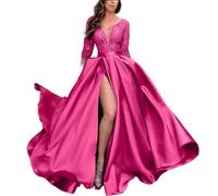 WEITING Falda Larga Sexy con Estampado en Caliente para Mujer, Vestido de Noche para Banquete con Cola, Rojo Rosa, XL