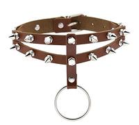 WEITING Gargantilla gótica redonda con pinchos Punk, collar con remaches puntiagudos, gargantilla con pasador para hombres y mujeres, joyería gótica plateada-marrón