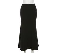 WEITING Gótico Oscuro Cintura Alta Falda Acampanada Gótica Punk Slim Fit Negro Una Línea Falda Larga Casual Pantalones De Fiesta De Retazos para Mujer-Negro-M