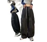 WEITING Harajuku Vintage Azul Cargo Jeans Mujeres de Gran tamaño Y2K Grunge Negro Pantalones de Mezclilla Ropa Informal Estilo Hip Hop Pantalones de Pierna Ancha