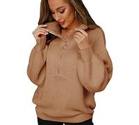 WEITING manga larga con media cremallera para mujer, manga larga 1/4 cremallera, top jersey corto informal manga larga un solo