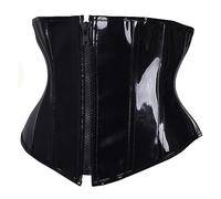 WEITING Nuevo corsé con cremallera de estilo PU, cinturón abdominal, cinturón, corsé, faja, ropa exterior, ropa moldeadora corta para mujer, negro, M