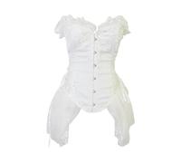 WEITING Nuevo corsé Sexy Palacio corsé Ropa Interior Exterior Falda de Gasa de Encaje Acanalado Pecho con Cordones Fajas - Blanco - M