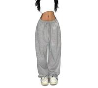 WEITING Pantalones de chándal Grises Informales, Pantalones de chándal Negros de Pierna Ancha para Mujer, Ropa de Calle clásica, Pantalones Deportivos de Gran tamaño para Mujer, combina con Todo