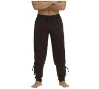 WEITING Pantalones Medievales para Hombres Vikingo Cosplay Disfraz De Pirata Pantalones Góticos Renacentistas Pantalones Casuales De Talla Grande con Cordones-Marrón Oscuro-L