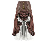 WEITING Popular Disfraz De Escenario De Halloween Falda Irregular Steampunk Conjunto De Dos Piezas-Marrón-XXL