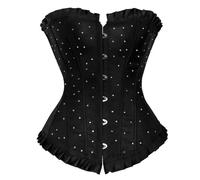 WEITING Top De Corsé con Diamantes De Imitación para Mujer Corsé con Cordones De Brocado Sexy Bustier Burlesque Lencería Retro Corselet De Talla Grande-Negro-M
