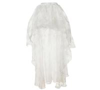 WEITING Verano Falda Irregular Delantera Corta y Espalda Larga Falda Fina Bordada de Encaje de Gran tamaño Falda Delgada hasta el Suelo-Blanco-S