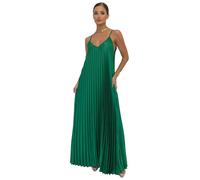 WEITING Vestido Halter Largo Plisado de Temperamento Simple para Banquete de Vacaciones para Mujer-Verde-XXL