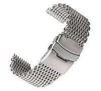WEITINGKKK Correa acero inoxidable, Correa deportiva for hombre Plata 18 mm / 20 mm / 22 mm / 24 mm Acero inoxidable Milanese Shark Mesh Watch Band Correa Mesh Metal Watchband Pulsera for reloj(18mm)