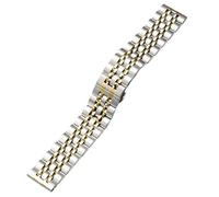 WEITINGKKK Correa acero inoxidable, Correas de reloj Correa de reloj de acero inoxidable 20 mm 22 mm Universal Smartwatch Seven Bead Watchband(SilverGold)