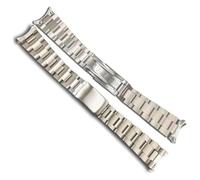 WEITINGKKK Correa de reloj de cierre rápido, Correa de reloj de acero inoxidable 316L, 18mm, 19mm, 23mm, Oyster, Vintage, plateada, con extremo curvado(20mm)