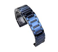 WEITINGKKK Correa de reloj de cierre rápido, Correa de reloj de acero inoxidable, Color azul oscuro, extremo curvado, pulsera de Metal, 18mm, 19mm, 20mm, 21mm, 22mm, 23mm y 24mm(Polished blue,24mm)
