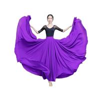 WEITINGKKK Falda larga para practicar danza, Falda de gasa de gasa de 720 grados for mujer, 2 capas, larga for bailar, multicolor, talla XS-XL(Light Purple,XS Length 80cm)