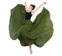 WEITINGKKK Falda larga para practicar danza, Falda larga de gasa for mujer, for ballet, danza del vientre, 360-720 grados, multicolor, varios tamaños(Grass Green,360 degrees 90cm)