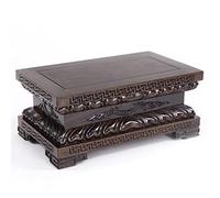 WEITINGKKK Mesas de sacrificio de Buda, para esculturas, pequeño soporte para estatuas de mesa Puja, base de exhibición oriental vintage de loto tallada a mano (marrón, L)