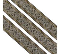 WEITINGKKK Ribete de cinta jacquard, Cinta de poliéster jacquard de 50 mm de ancho y 7 m multicolor(Black)