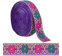 WEITINGKKK Ribete de cinta jacquard, Cinta Jacquard Vintage for Costura, Decorativa, con Estampado Floral Multicolor, 7 m x 22 mm(Indigo)