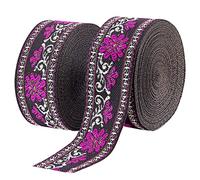 WEITINGKKK Ribete de cinta jacquard, Cinta Jacquard Vintage Negra con Estampado Dorado, 1.3 pulgadas de Ancho x 7.6 yardas de Largo, Adornos de Costura, Manualidades y Decoraciones DIY.