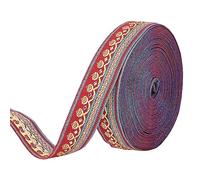 WEITINGKKK Ribete de cinta jacquard, Cinta tejida bordada en jacquard vintage, adorno decorativo for coser, 11,4 m, 2 cm, multicolor(Dark Red)