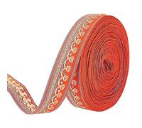 WEITINGKKK Ribete de cinta jacquard, Cinta tejida bordada en jacquard vintage, adorno decorativo for coser, 11,4 m, 2 cm, multicolor(Orange Red)