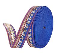 WEITINGKKK Ribete de cinta jacquard, Cinta tejida bordada en jacquard vintage, adorno decorativo for coser, 11,4 m, 2 cm, multicolor(Marine Blue)