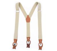 WEITINGKKK Tirantes Para Hombres Pantalones Tirantes, Tirantes de cuero Tirantes de moda Tirantes for hombre Botones Tirantes for pantalones Regalo for padre/marido 3,5 * 120 cm(Beige)
