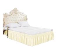 WEITINGKKK vestido de cama, Falda de cama con cenefa multicolor, varios tamaños, poliéster, microfibra elástica, resistente a la decoloración, caída de 15 pulgadas(Beige Yellow,160x200x38cm)