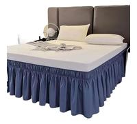 WEITINGKKK vestido de cama, Falda de cama con cenefa multicolor, varios tamaños, poliéster, microfibra elástica, resistente a la decoloración, caída de 15 pulgadas(Nordic Blue,Twin 90x190x38cm)